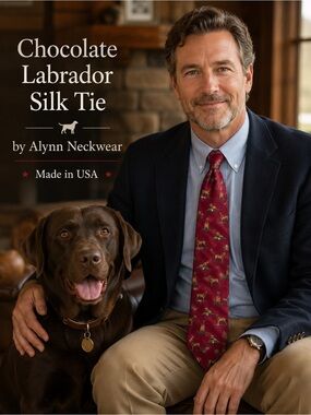 Chocolate Labrador Silk Tie by Alynn Neckwear – Made in USA